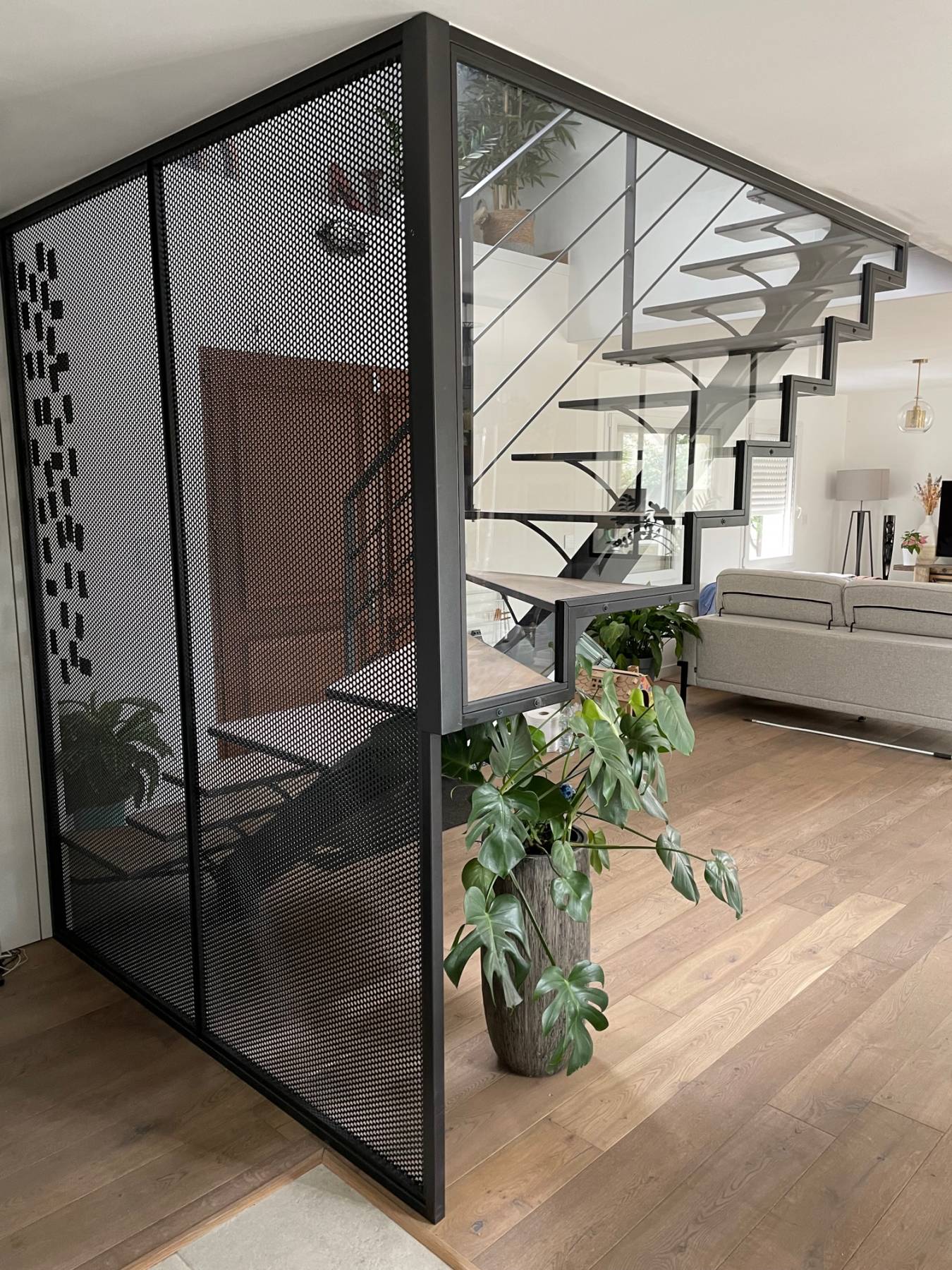 Protection d'escalier en verre en forme - Montaigu Vendée (85)
